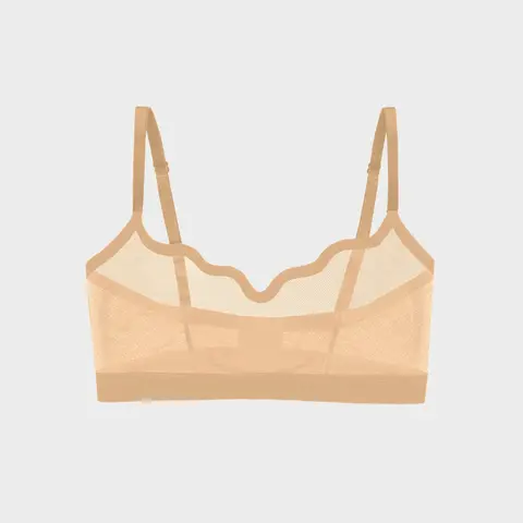 Women's Minimalist Soft Sexy Cookie Dough Sheer Mesh Bralette - Without Underwire, Unlined, Supportive, Breathable, Lightweight, Natural Shape, All Day Wear, Pull-On Women's Underwear