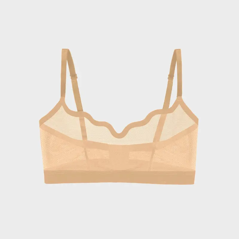 Women's Minimalist Soft Sexy Cookie Dough Sheer Mesh Bralette - Without Underwire, Unlined, Supportive, Breathable, Lightweight, Natural Shape, All Day Wear, Pull-On Women's Underwear