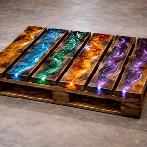 Epoxy River Pallet - Colorful Epoxy River Pallet with Vibrant Colors and Unique Design for Home Decor/ Shop Decor
