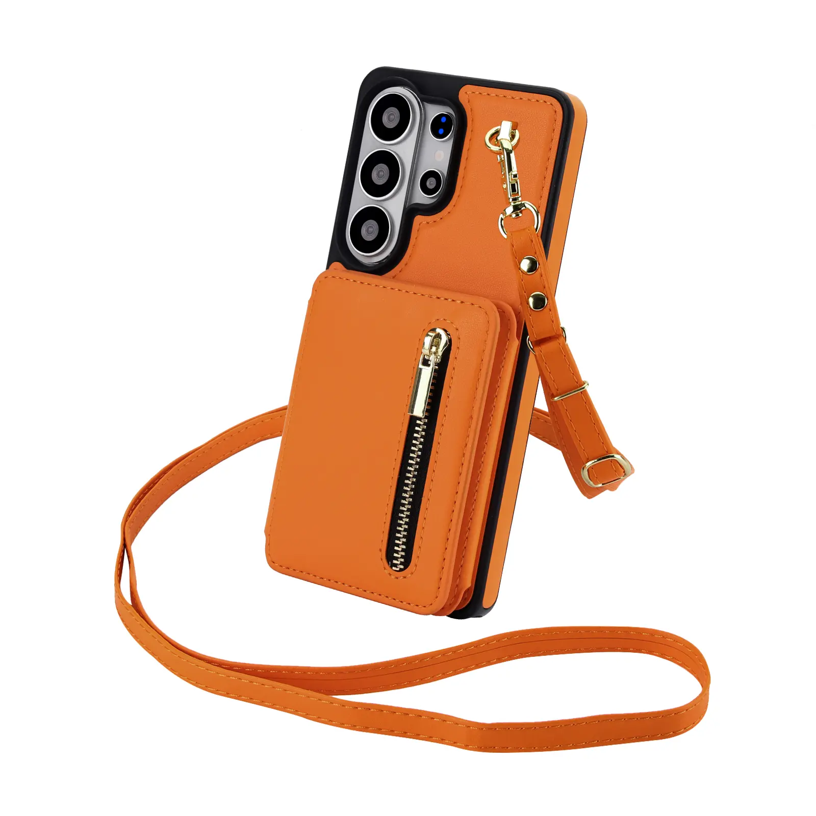 RFID Blocking Wallet iPhone Case with Zipper Card Slots,Detachable Crossbody,Flip Leather Purse Phone Cover,Multi-Angle Kickstand,Shockproof Full Prote Slim Card Holder Case for SAMSUNG S/A Series,Vintage Leather Crossbody Phone Case