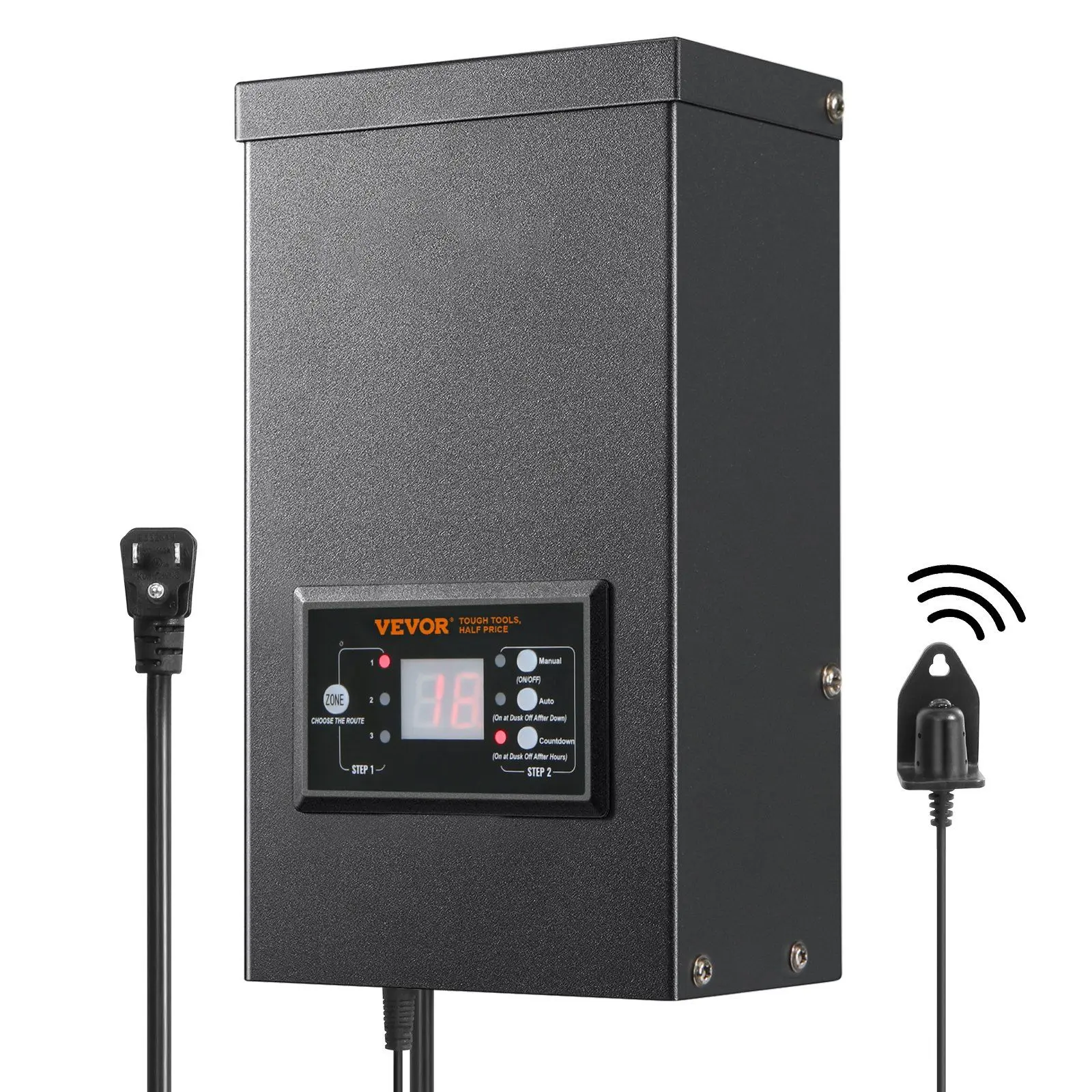 VEVOR 300W Low Voltage Landscape Transformer with Timer and Photocell Sensor, Waterproof Landscape Lighting Transformer, 120V AC to 12V/14V AC for Outdoor, Spotlight, Pathway Light, Pool light, ETL