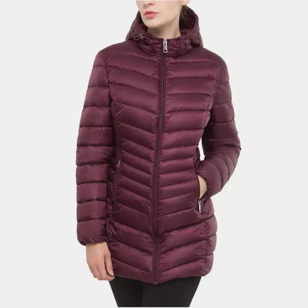 Rokka&Rolla Women's Light Long Coat Packable Puffer Jacket, Fabric, Garment