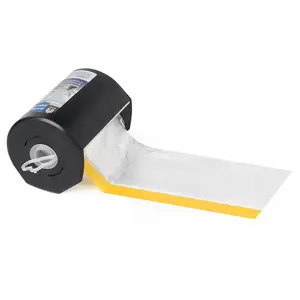 Pre-Taped Masking Film with Dispenser, Painters Tape with Plastic Attached, Automotive Painters Tape and Drape for Appliances, Furniture,  Surfaces & DIY Projects - 1ft x 82ft