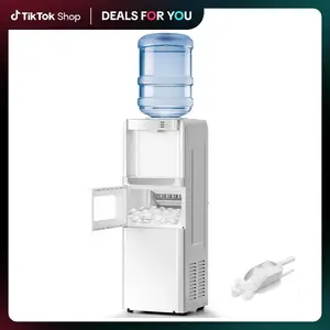 Kismile Water Cooler Dispenser with Ice Maker for 2, 3 or 5 Gallon Bottles, 33Lbs Daily Ice Making, Child Safety Lock and Energy-Saving Design for Home and Office (Black) Drink Mixer Kitchen Appliances