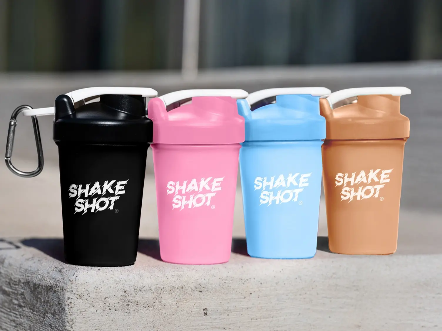 Shake Shot Mini Shaker Bottle - 4 oz Pink BPA-Free Sports Bottle with Shaker Ball Mixer, Carabiner Clip, Portable for Creatine, Gym Bag, Travel, Veteran Owned Pre Workout Cup