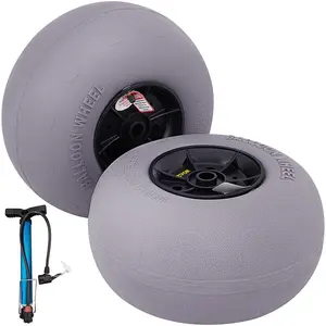 VEVOR Beach Balloon Wheels, 13\" Replacement Sand Tires, TPU Cart Tires for Kayak Dolly, Canoe Cart and Buggy with Free Air Pump, 2-Pack