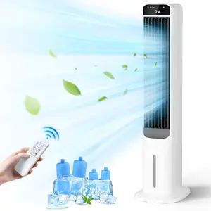 Evaporative Air Cooler, 41 Inch Portable Cooling Fan with Top & Bottom Water Refilling, Swamp Cooler with Humidifier for Room, 50° Oscillation, 3 Speed and 3 Wind Type, Remote Control