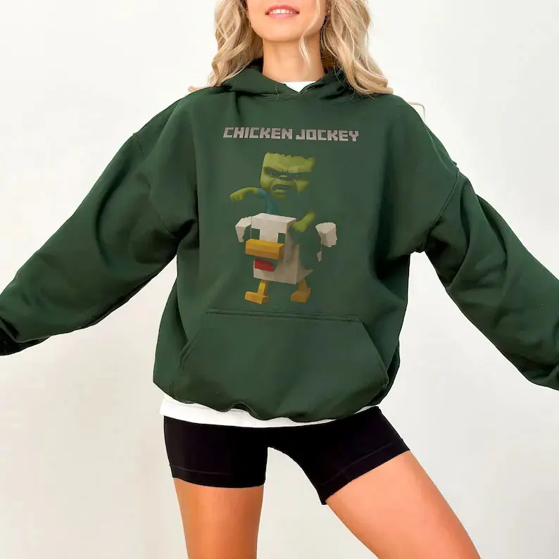 Chicken Jockey Gamer Hoodie - A Minecraft Movie, Video Game Sweatshirt, Unisex T-Shirt, Funny, Gift for Gamers, Casual Wear, Gamer Humor