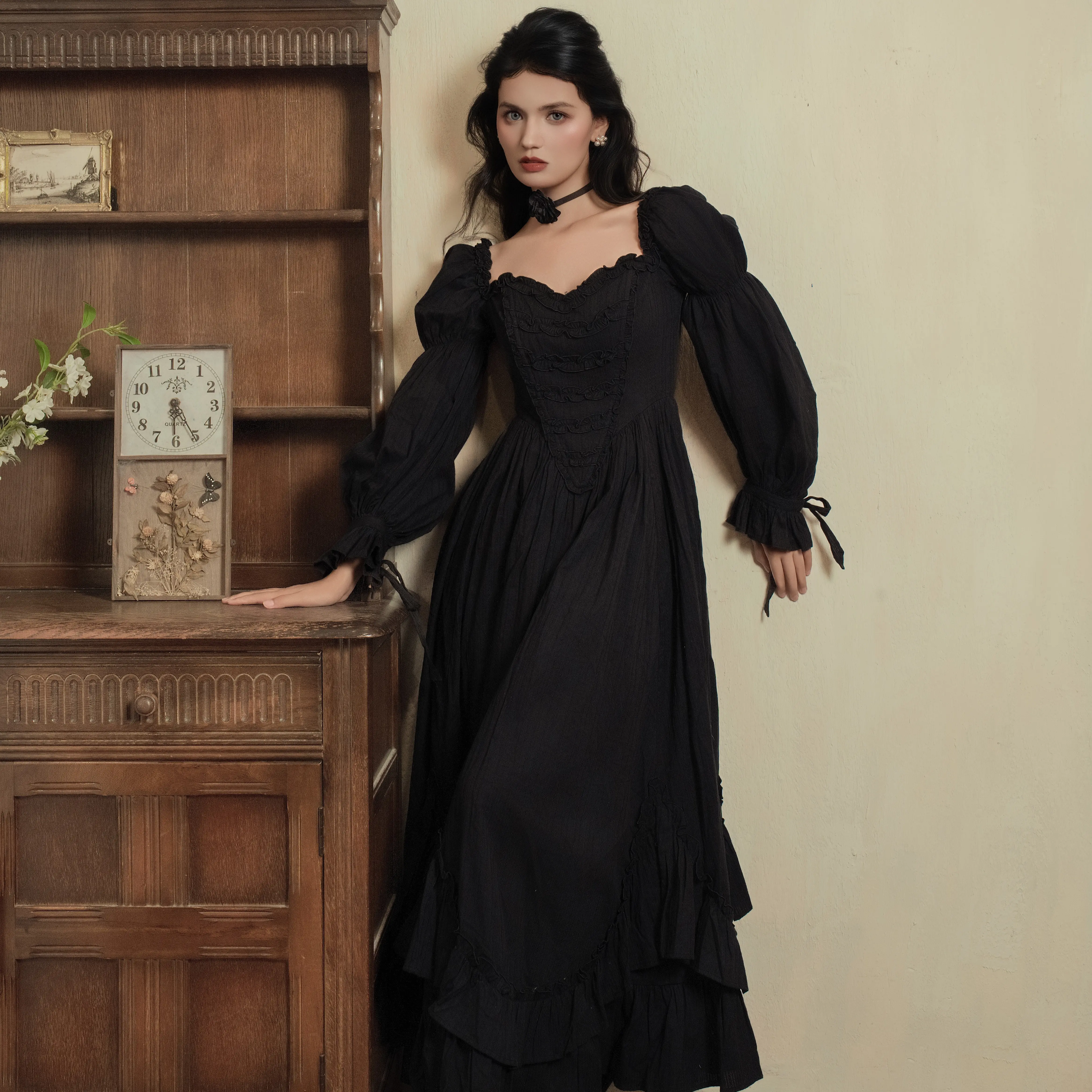 Moonlit Mourning Corset Dress-LuminaVenus Dresses Summer Fantasy Black Party Evening Dress Women's Elegantes Para Fiestas Classy Cotton Reception Dress For Bride Bachelorette Part Baby Shower Woven Casual Dress