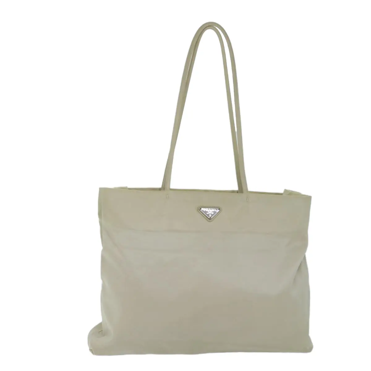 Pre-owned Parada Synthetic tote bags Prada Tessuto Nylon Beige Signature Tote Bag