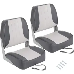 2 Pack Folding Boat Seats Low Back, Fishing Boat Seat with Thickened Sponge Padding, Weather-Resistant Captain Chairs for Fishing, Cruises, Sightseeing, Speedboat
