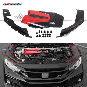 For 2016 - 2021 Honda Civic - JDM Red & Black Type-R Style Hood & Side Panel Heat Shield: ABS Plastic Automotive Protective Covers Car Accessories Car Protector