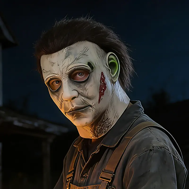 1978 Realistic Michael Myers Latex Mask with Attached Hair - Slip-On, Lightweight Horror-Themed Prop for Horror-Themed Photo Shoots, Easy-to-Clean, Fits Most Kids, Festive Party Accessory & Gifting Option