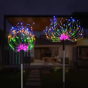 Pubsop 1 in 6 Set Firework Lights, Waterproof solar outdoor garden light with 8 Modes, Remote Control, Type C interface, for garden patio yard party decoration christmas  lights