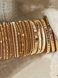 20pcs Set Elegant Women's Bracelets, High-Quality Iron, Versatile for Daily Wear and Gifts, Perfect Accessory for Any Occasion, Stackable Bracelet Set