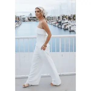 Blakely Wide Leg Pant - White Pinstripe