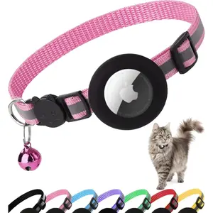 ATUBAN Reflective Breakaway Cat Collar with Apple AirTag Holder and Bell for Kittens, 0.4 Inches