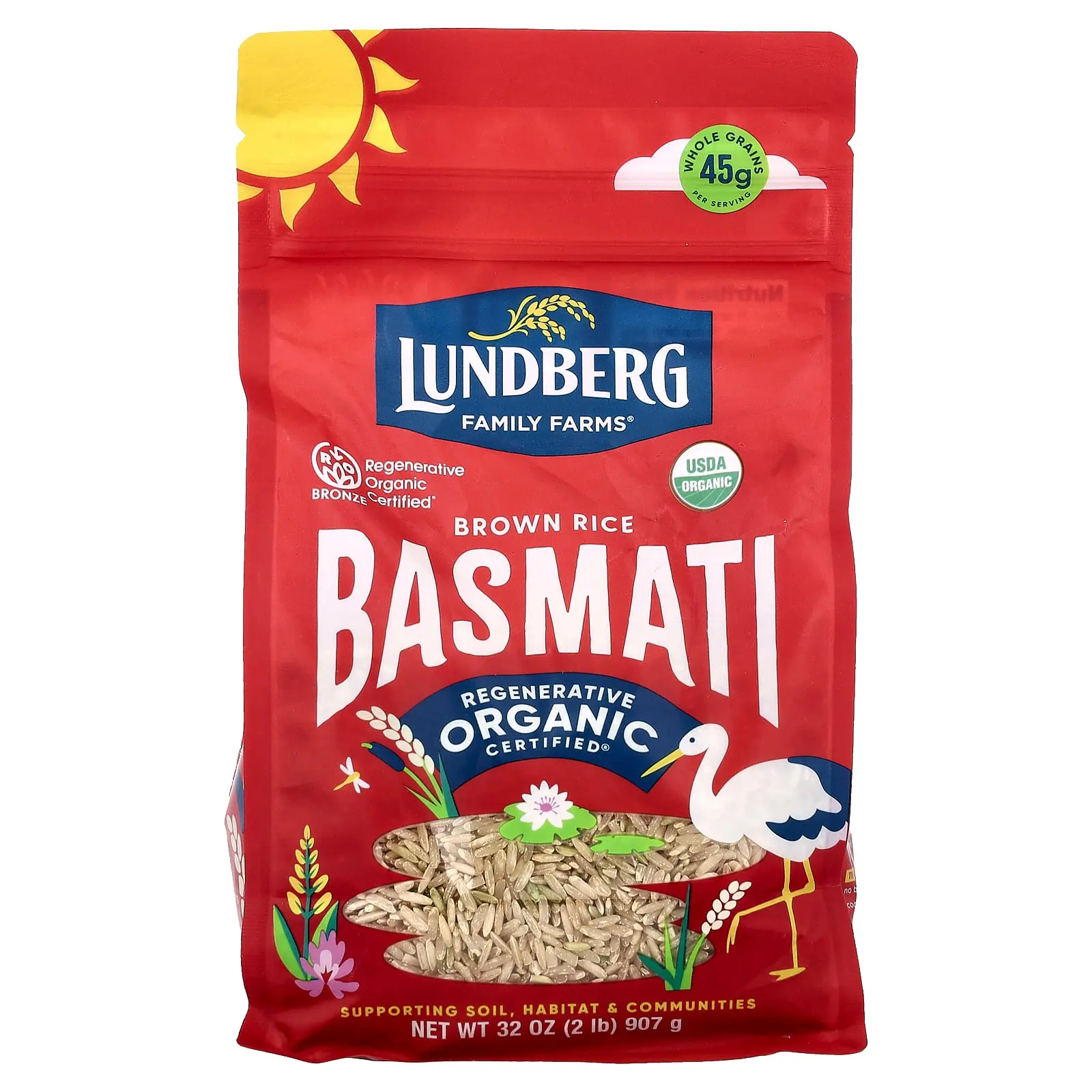 Lundberg Organic Brown Rice, Basmati, 32 oz (907 g)