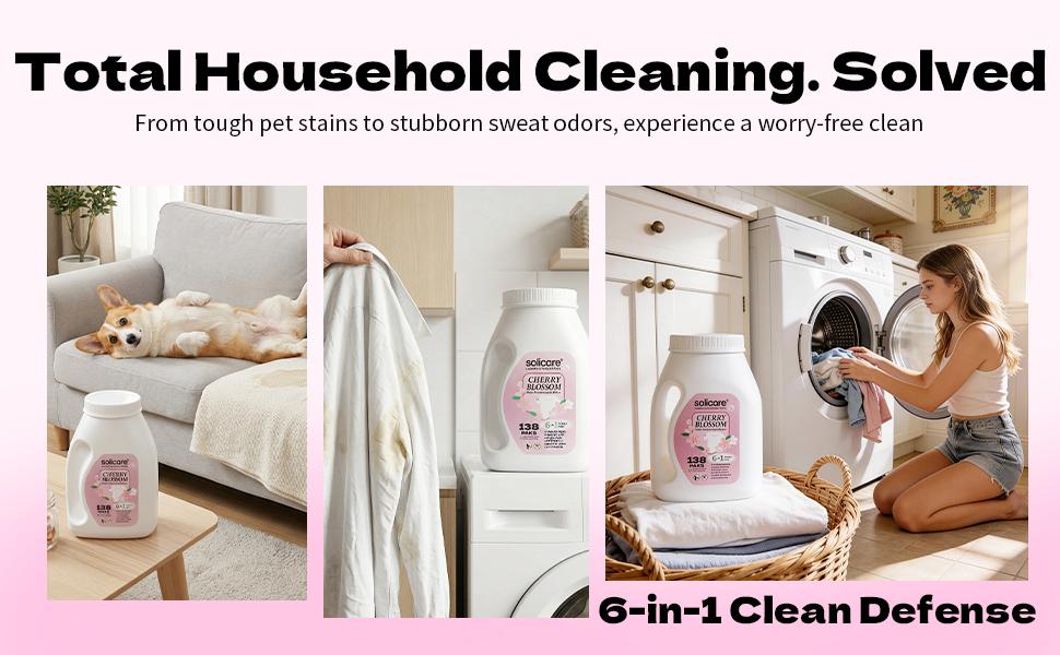 Z-Solicare 6 in 1 Stain Fighting Odor Eliminating Ocean Breeze 138 Paks Multi-Chamber HE Compatible Laundry Detergent Pods for All Washing Machines