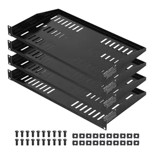 VEVOR 1U Server Rack Shelf,  4 PCS, 50 lbs Max Load-Bearing Vented Cantilever, Wall Mount or Rack Mount Shelf with Tray, 10 in Depth, Good Air Circulation for 19 Inch Cabinet Computer Network Equipment