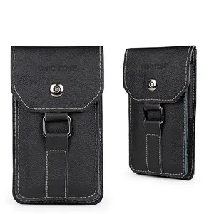 Chic Zone 7.2" Large 2-Layer Universal Leather Waist Bag with Belt Clip Holster Card Slots & Magnetic Closure for iPhone 16/15/14/13 Pro Max Samsung Xiaomi Side Pouch Travel Essentials