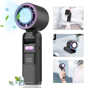 PADOX Portable Handheld Turbo Fan, 5 Gear Wind,4000mAh Battery Operated,LED Display, low-noise,3 IN 1 Foldable Hand Fan Rechargeable with Air Turbo Tech Ice Cooling Fan for Summer Travel,Outdoor Activities,Camping,Working #SummerVibes tiktokshopspringglow