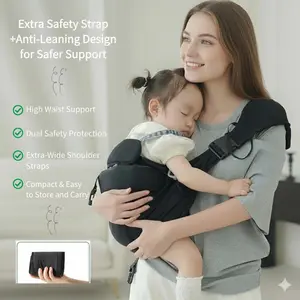 Lightweight Baby Sling Carrier with Waist Support, Adjustable & Portable Toddler Hip Seat Sling, Non-Slip Design for Up to 55lbs (Black)
