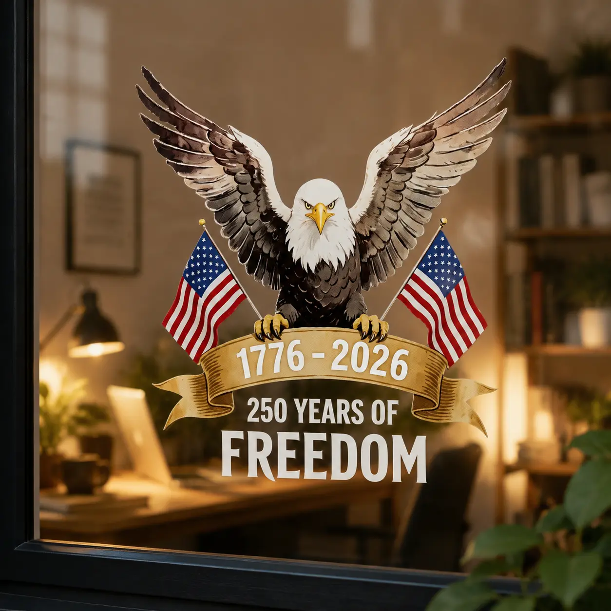 2PCS Patriotic Eagle Pride Waterproof Self-Adhesive Vinyl Sticker Deco - Easy Install, Flat, Long-Wearing Decorative Sticker for Vehicles, Car Window, Truck Bumper - 1776-2026 USA 250 Years Independence Day Decor