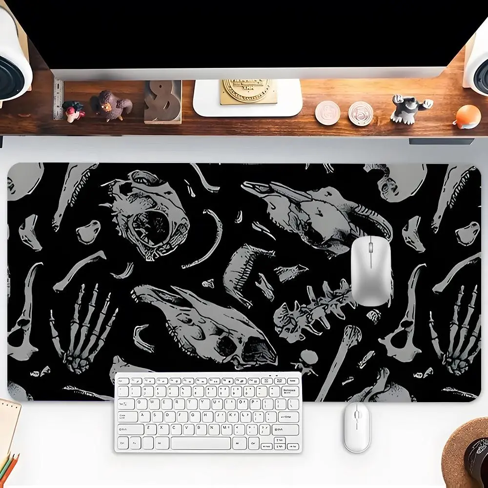 Dinosaur Skeleton Pattern Mouse Pad, Rectangle Gaming Mouse Pad, Non-slip Mousepad, Office Desk Keyboard Mouse Mat for Home Office Game Room Desk, Desk Accessories, Desktop Accessory, Computer Desk Mat, Aesthetic Desk Accessories