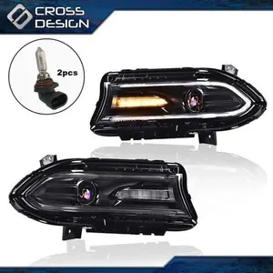 CROSSDESIGN LED DRL Projector Headlights Lamp Assy Fit For 2015-2022 Dodge Charger