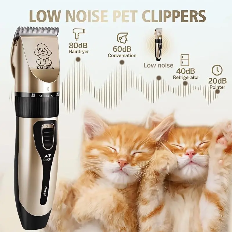 Professional Dog Grooming Kit - USB Rechargeable Electric Clippers with Thick Ceramic Blades, Brush & Measuring Tool Set for Cats and Dogs