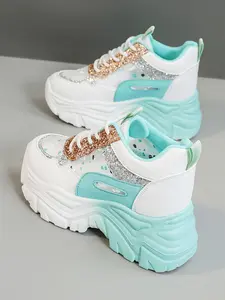 Women's Lace Up Platform Sneakers, Casual Breathable Comfortable Sports Running Shoes, Female All-match Round Toe Chunky Sneakers for Daily Wear, Athletic Running Shoes, Athletic Running Trainers