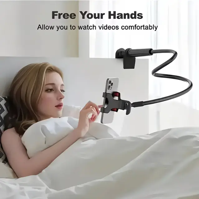 Phone Holder for Bed,Clip On Phone Holder for Desk,Universal Lazy Bracket,360 Degree Rotation Flexible Long Arm Cell Phone Stand with Clamp for Kitchen,Office,for All 4-7” Cellphone