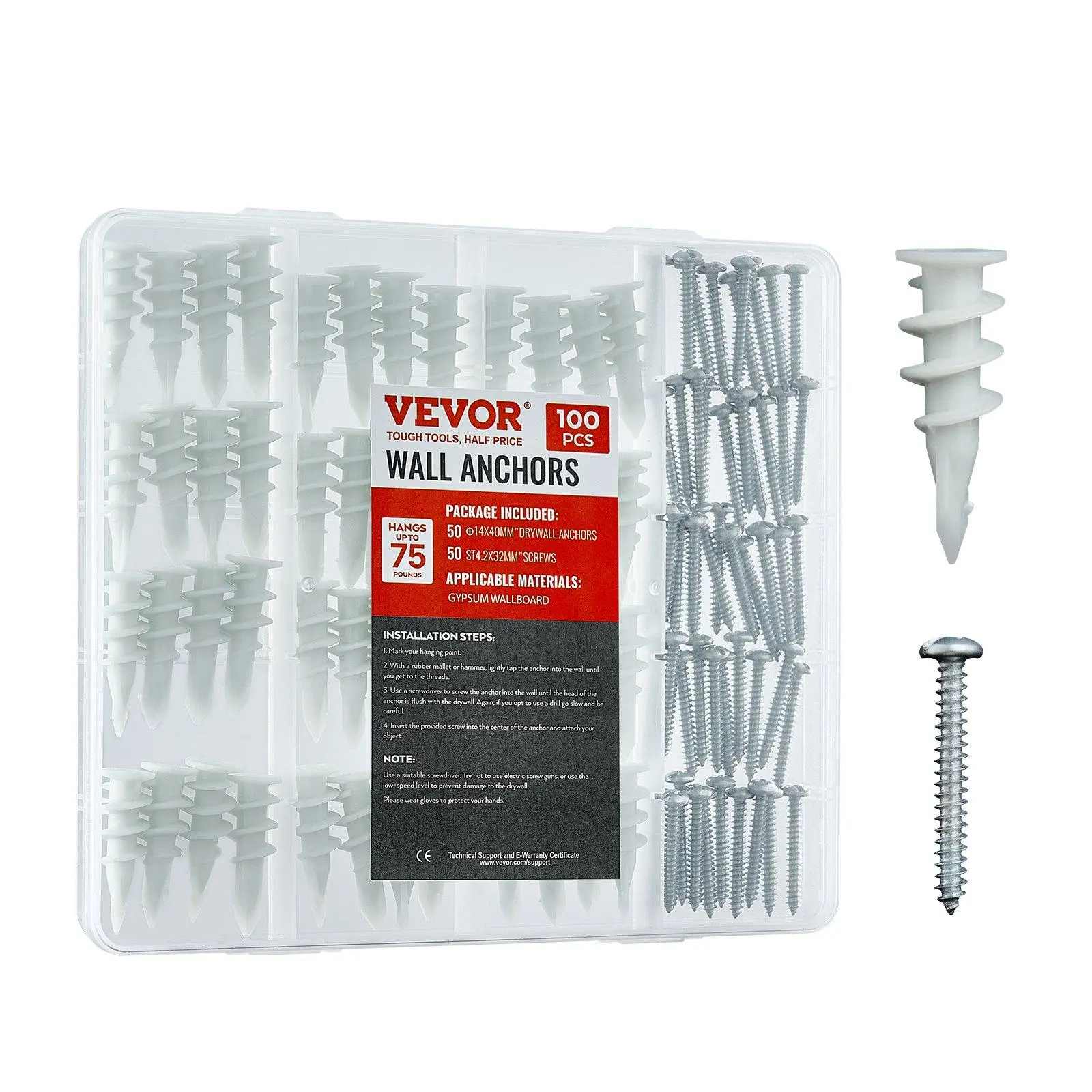 【Summerfinds】Drywall Anchors Self Drilling Anchors 100PCS in 50 Sets Screw & Anchors 【Summerfinds】Drywall Anchors Self Drilling Anchors 100PCS in 50 Sets Screw & Anchors