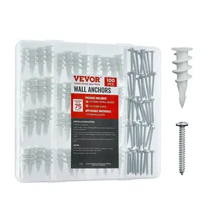 VEVOR Drywall Anchors Self Drilling Anchors 100PCS in 50 Sets Screw & Anchors