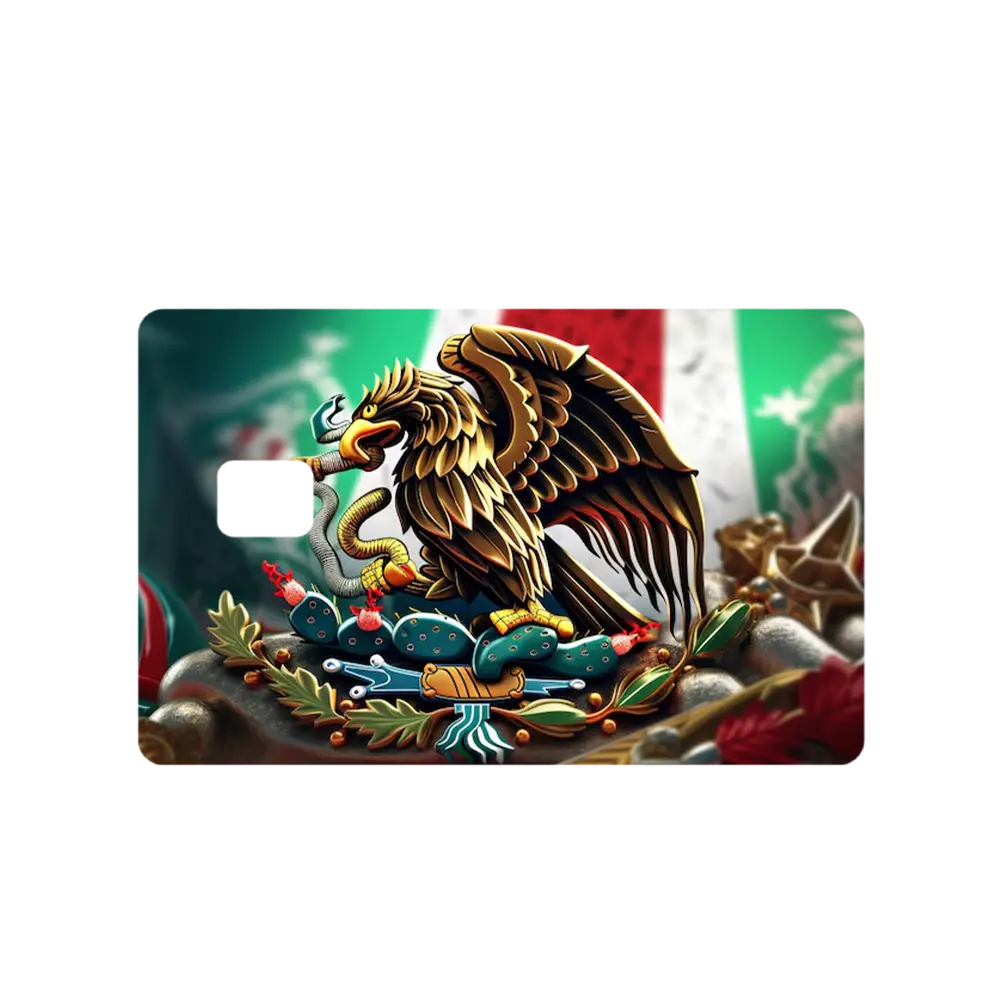 Custom Adhesive Stickers Mexico's Eagle HD Credit Card Sticker - High Quality, Waterproof, Stain Resistant, Customizable Stickers