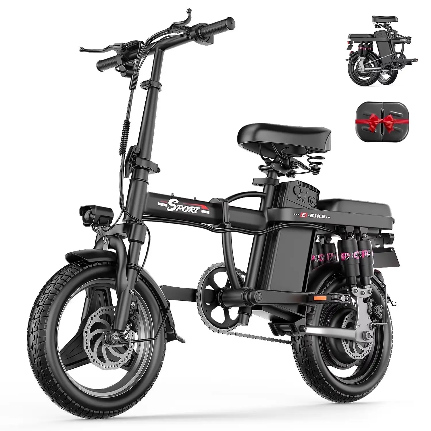 Adult Folding Electric Bike, 1200W 25 MPH 25 Miles, 48V 13Ah Removable Battery, Meets Daily Commuting,Going Out and Playing,Give the best gift,Folding Ebike for Adult with Two Seats，UL2849