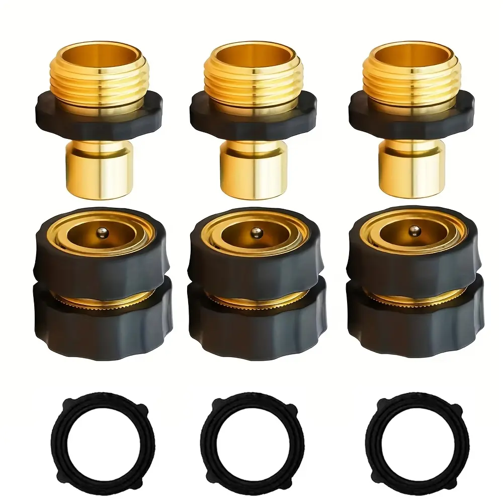 1 Set / 3 Set / 6 Set 3/4 Inch Garden Hose Quick Connect, Quick Connect Garden Hose Fittings, Male and Female Water Quick Release Hose Connector