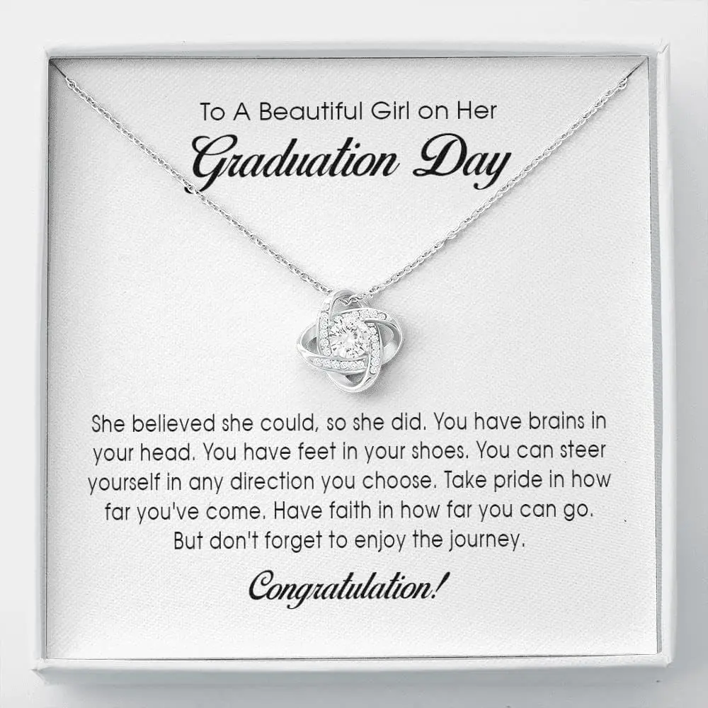 Graduation Gift Love Knot Necklace, Graduation Gift for Her, College Graduation Gift for Her, High School Senior Graduation Present, Class of 2024, Women's Jewelry