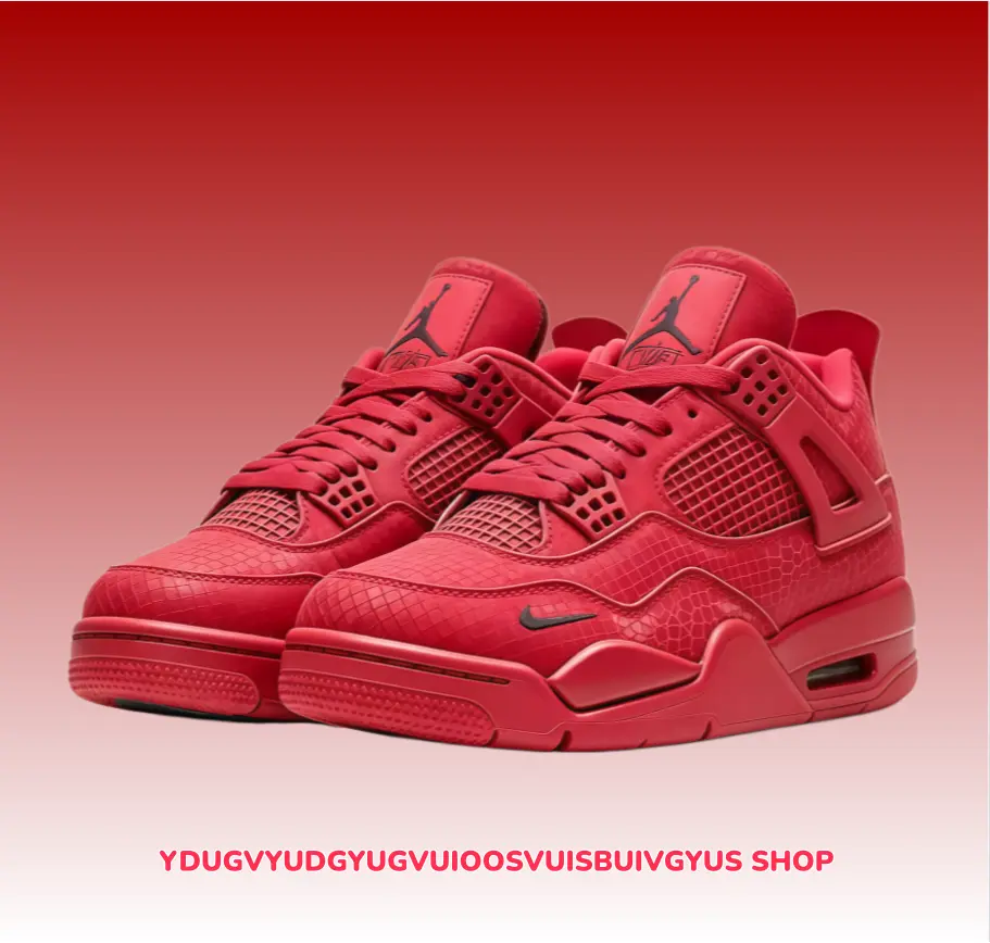 croc embossed leather basketball kicks, glossy full bright red high-top with hollow grid mesh, foam shock cushion & textured traction sole, with new shoe box, city daily commute street aesthetic matching casual daily wear footwear