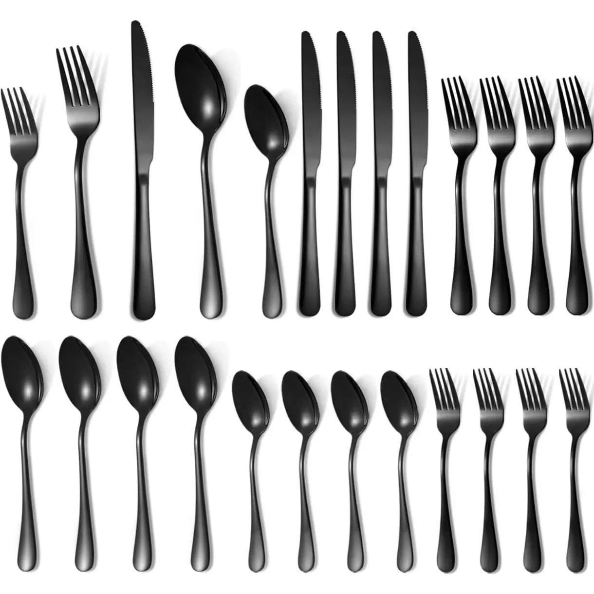 20 Pcs Black Silverware Set for 4, Mirror Polished Flatware Set Stainless Steel Fork Knife Spoon, Food Grade Eating Utensils Sets, Reusable Silverwear Cutlery Set, Dishwasher Safe