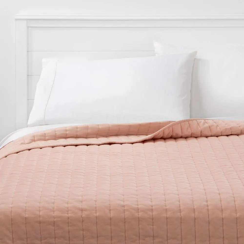 Threshold Velvet Channel Tufted Solid Quilt - 92 x 104 Inches Cotton Velvet, Chic Soft Warm Bedding, Year-Round Comfortable Bedding, Large Size