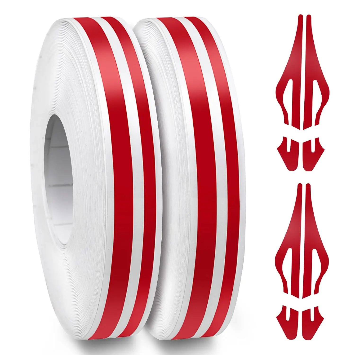 Car Pinstripe Tape, Pinstriping Automotive Tape, Red Vinyl Thin Car Fine Line Decals, Motorcycle Boat, Racing Stripes, 2 Rolls x 32Ft,2 in 1 (1/5" Stripe+ 1/10" Gap+ 1/10" Stripe)