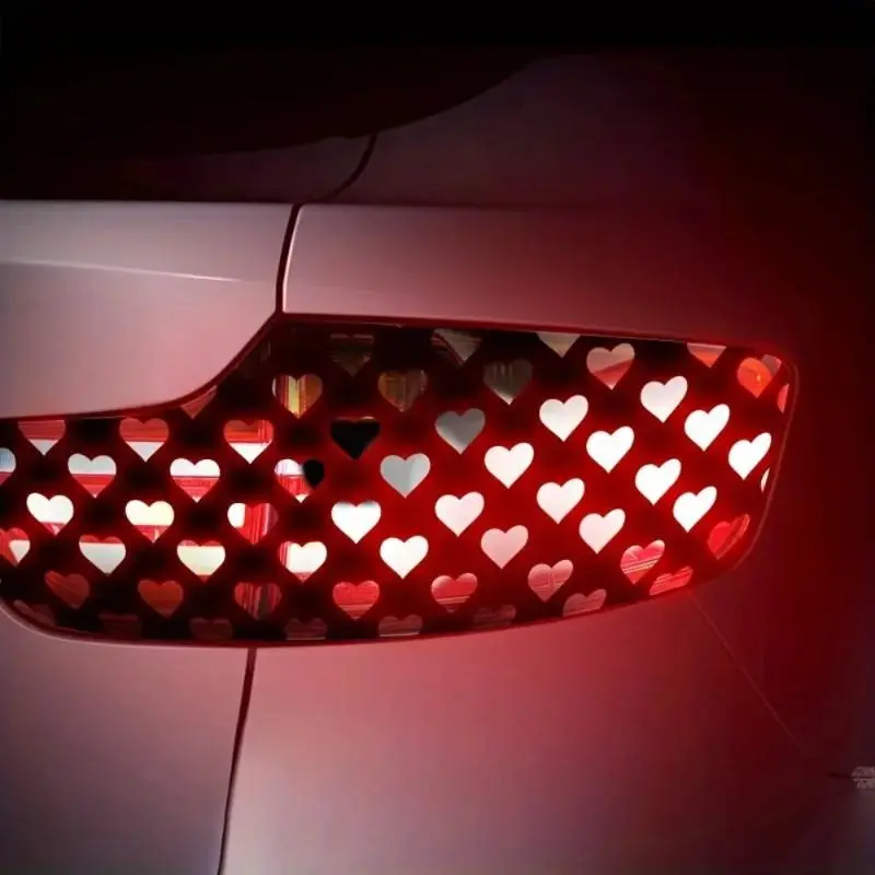 Heart Pattern Car Lampshade Sticker, Car Decorative Sticker, Car Decorations, Waterproof Vinyl Decals for Auto Headlights, Rear Taillights, Motorcycle Lamps, Trucks, Car Vehicle Decoration, Vehicle Exterior Decoration