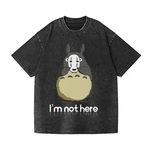 Studio Ghibli Totoro No-Face I'm Not Here Vintage Acid Wash Oversized Tee