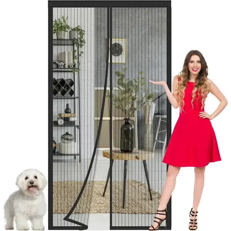 Mesh Mosquito Door Curtain, Breathable Magnetic Closure Door Curtain, Outdoor Screen Fence, Easy To Clean