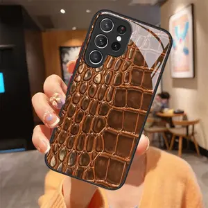 Phone Case - Brown Crocodile Texture Tempered Glass New Phone Case for Samsung Galaxy S26 S25 S24 S23 S22Pro S21 S20 Fe Plus Ultra Pro A56 A55 A54 A53 A52 A51 A36 A35 A34 A32 A26 A25 A24 A23 A16 A15 A14 A06 A05 A03s