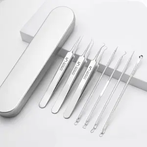 9Pcs Stainless Steel Blackhead Remover Tool Kit - Professional Pimple Popper, Comedone Extractor, Precision Tweezers for Facial Skincare, Acne & Blemish Treatment