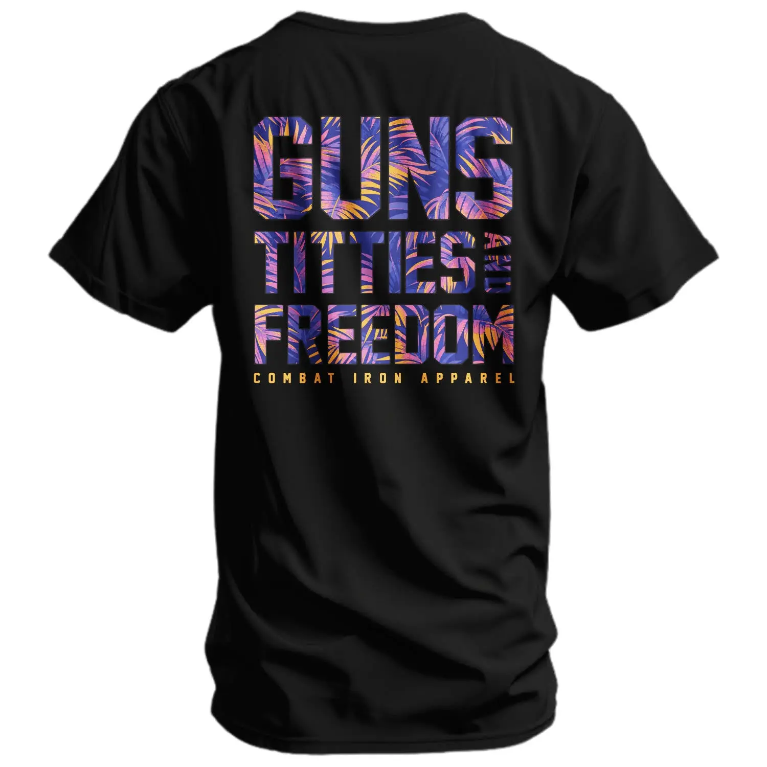 Men's Graphic T-Shirt - Guns, Titties And Freedom Vivid Print, Short Sleeve Tops, Casual Wear, Regular Fit, Wash Safe Sports & Outdoor Sports Top