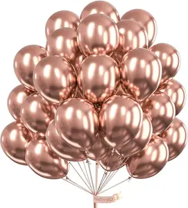 PartyWoo Rose Gold Balloons 100pcs 12 Inch Metallic Chrome Rose Gold Balloons for Wedding Sweet 16 Baby Shower Bridal Shower Bridgerton Floral Girl Birthday Party Decorations Rose Gold-G107